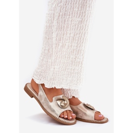 S.Barski Sandálias femininas brilhantes com um ornamento S. Barski KV51-006 Gold dourado 1