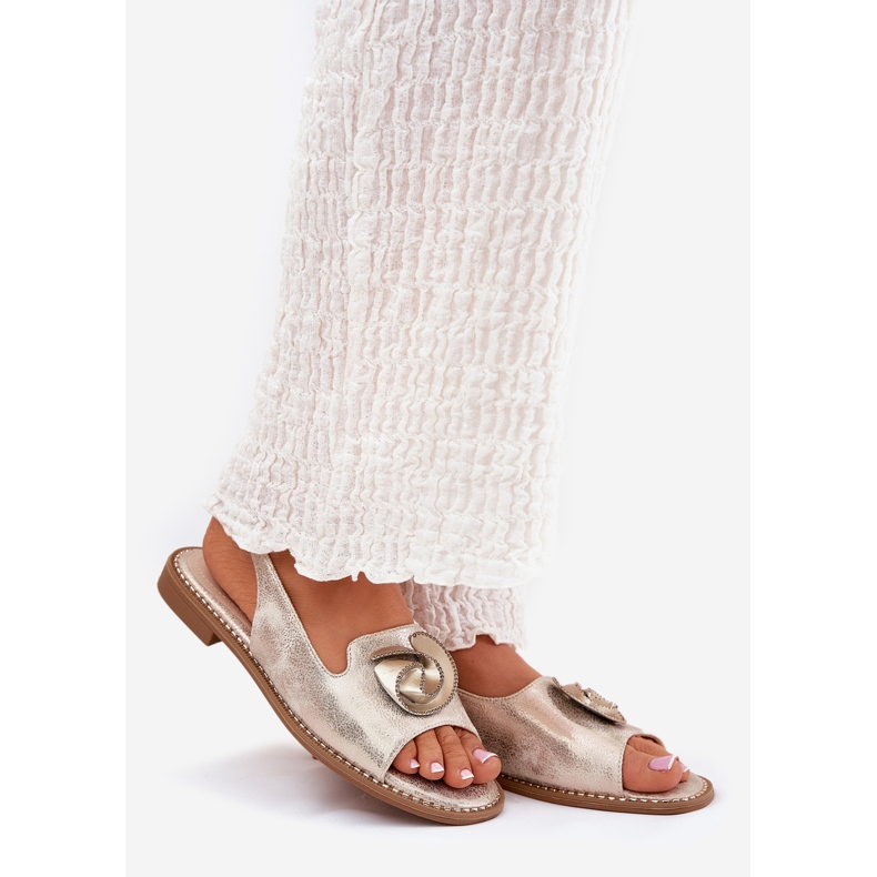 S.Barski Sandálias femininas brilhantes com um ornamento S. Barski KV51-006 Gold dourado 1