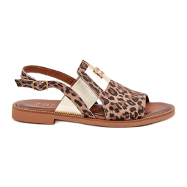 Zazoo 40385 sandálias de couro feminino com estampa de leopardo marrom castanho 5