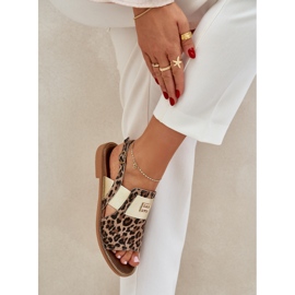 Zazoo 40385 sandálias de couro feminino com estampa de leopardo marrom 3