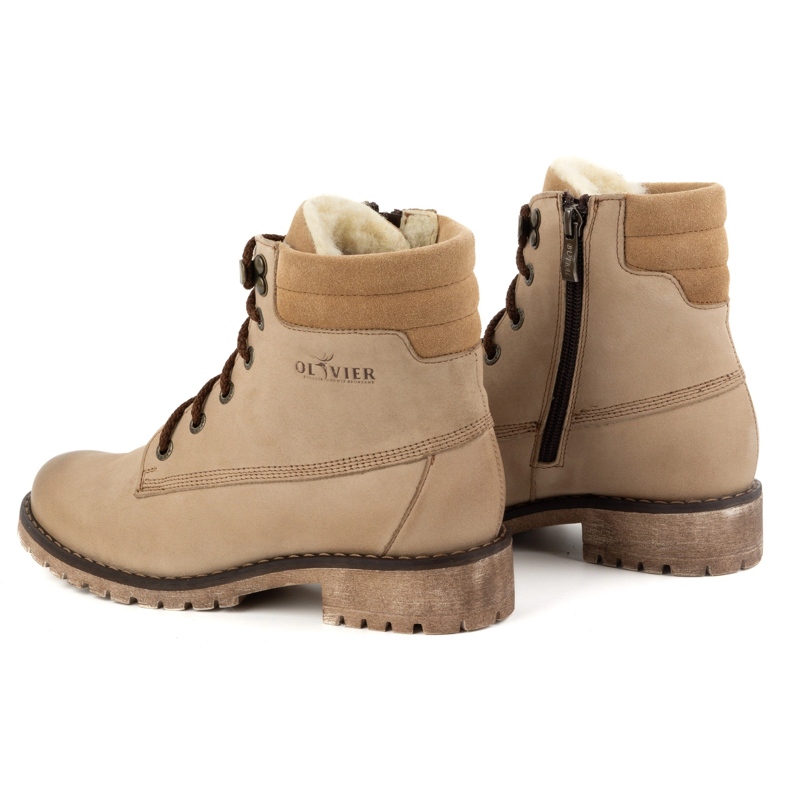 Olivier Botas femininas de couro, botas de inverno com isolamento, 365BB, bege 3
