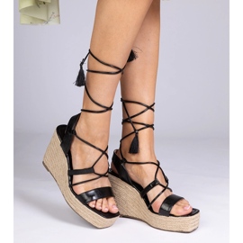 Sandálias pretas Alpargelas na cunha preto 2