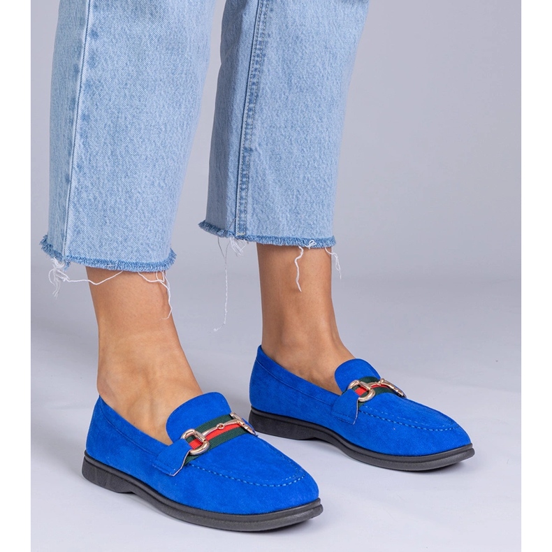 Mocas azuis de Ekozamsz com uma decoração de ouro azul 1 Mocas azuis de Ekozamsz com uma decoração de ouro azul 1