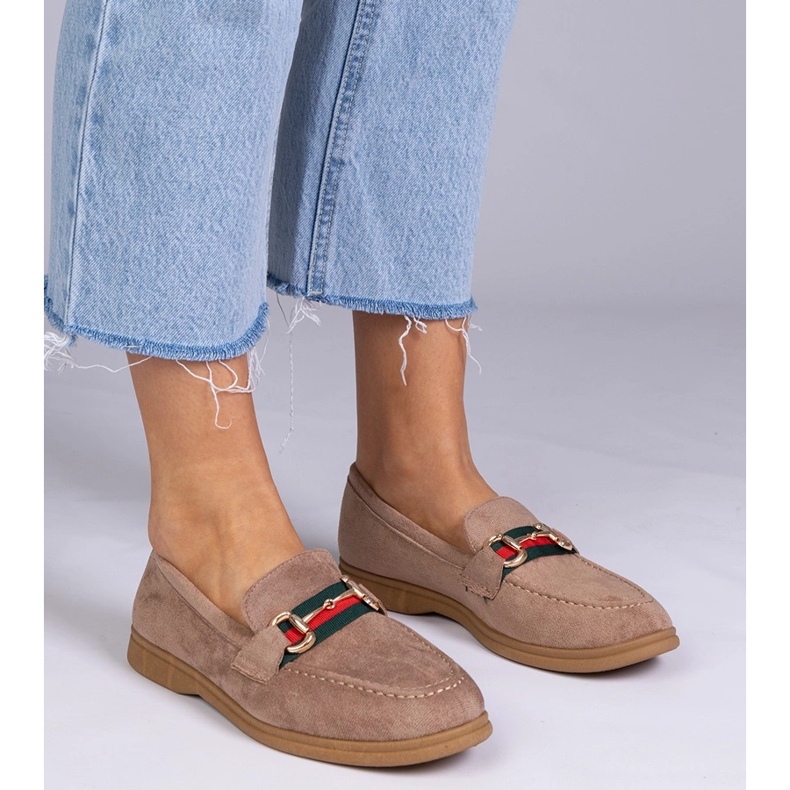 Mocas marrons de Ekozamsz com uma decoração de ouro castanho 2 Mocas marrons de Ekozamsz com uma decoração de ouro castanho 2