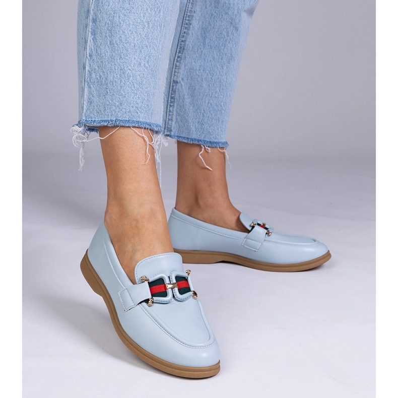 Mocassins azuis com um ornamento azul 1 Mocassins azuis com um ornamento azul 1