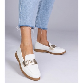 Mocassins de ecossso branco com zircões 1 Mocassins de ecossso branco com zircões 1