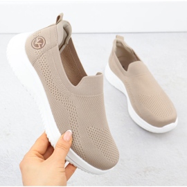 Sapatos esportivos femininos escorregaram bege Vinceza 17367 1