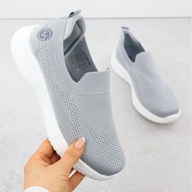 Sapatos esportivos femininos escorregaram cinza Vinceza 17367 1