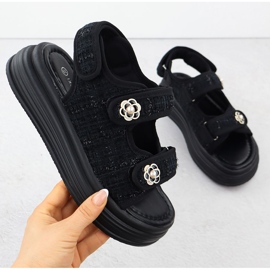 Sandálias femininas na plataforma Czarne Potocki PY16337 preto 1