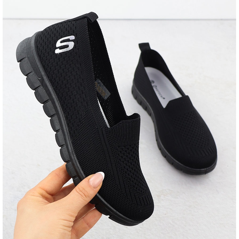 Sapatos esportivos femininos escorregaram Black Potocki 16327 preto 1