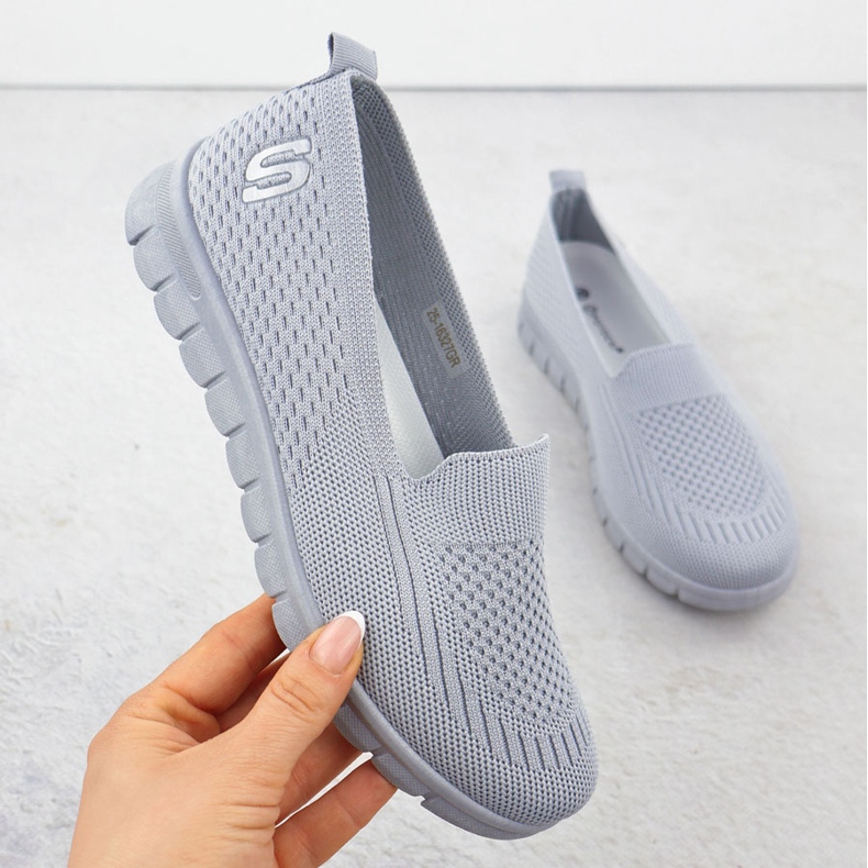 Sapatos esportivos femininos escorregaram cinza Potocki 16327 1