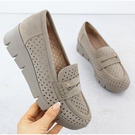 Potocki Mocassins femininos para uma cunha de cunhada de trabalho aberto 12608 bege 1