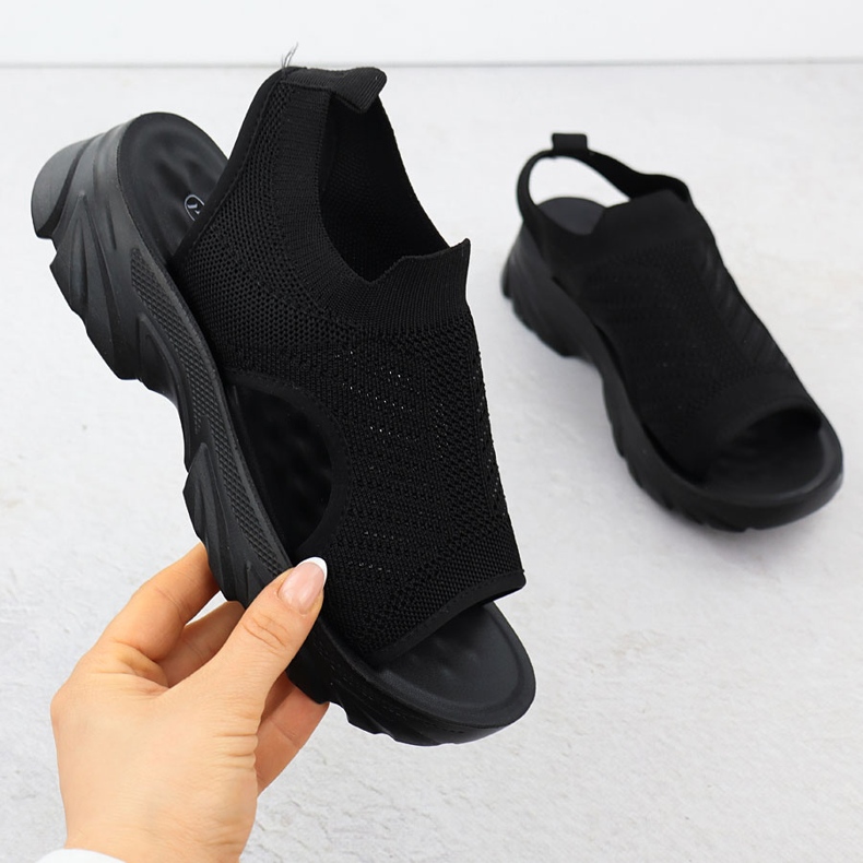 Sandálias femininas construídas -ar Black Potocki para90302 preto 1