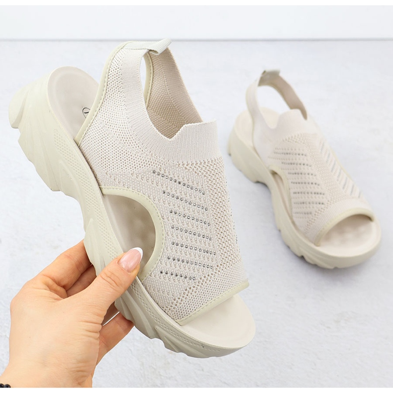 Sandálias femininas construídas -ar bege potocki to90302 1