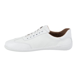 Olivier Sapatos masculinos Minimalista de couro descalço Modelo 0742wk Pressionado branco 1
