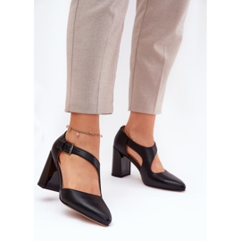 Bombas de couro no pilar com vinceza 91133 Black Clamp preto 2