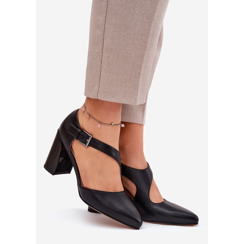 Bombas de couro no pilar com vinceza 91133 Black Clamp preto 1