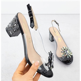 S.Barski Sandálias femininas transparentes no pilar com zircões Czarne S. Barski MR51-002 preto 1