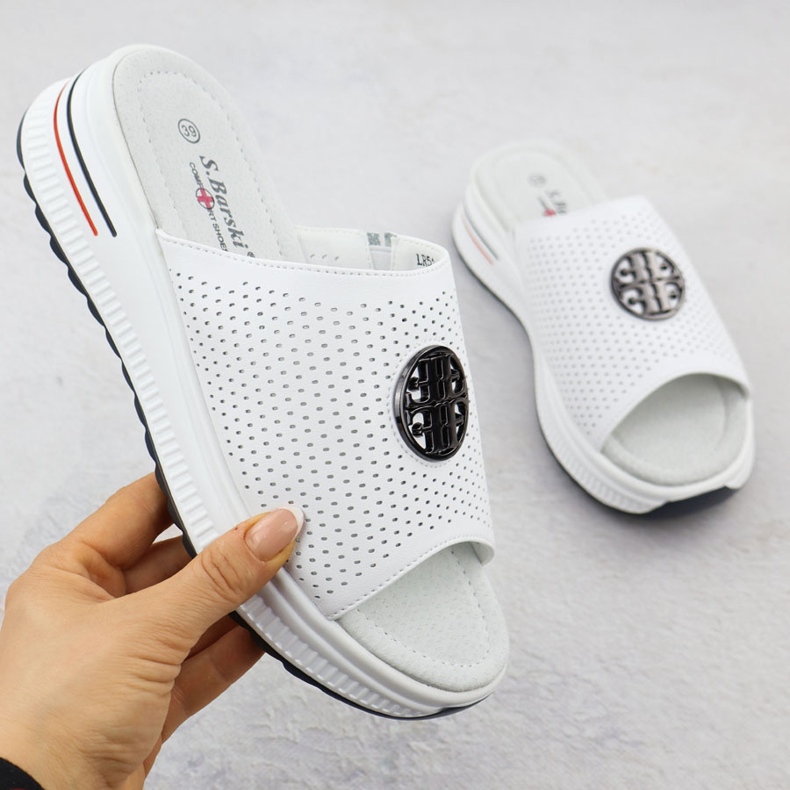 S.Barski Flip de couro aberto feminino S. Barski LR51-661 branco 1