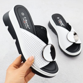 S.Barski Flip de couro feminino Openwork Białe S. Barski LR51-662 branco 1