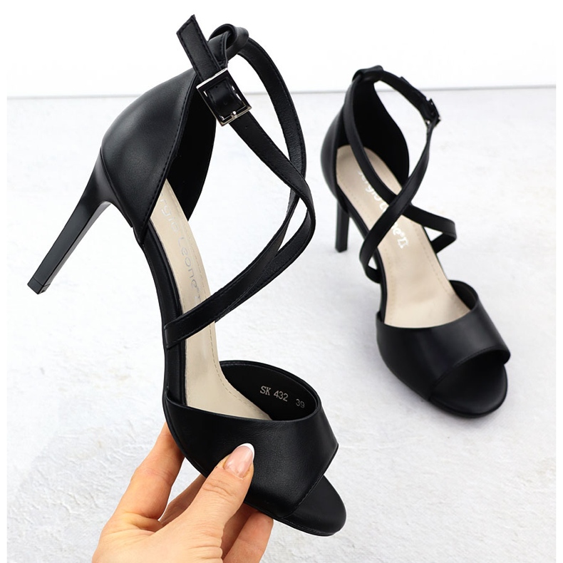 Sandálias femininas no calcanhar preto Sergio Leone SK432 1