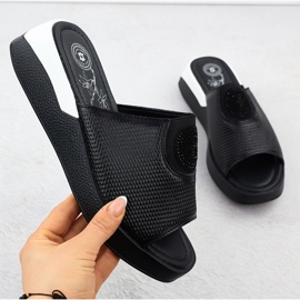 Flipers de couro feminino confortável Black Jezzi 8479 preto 1