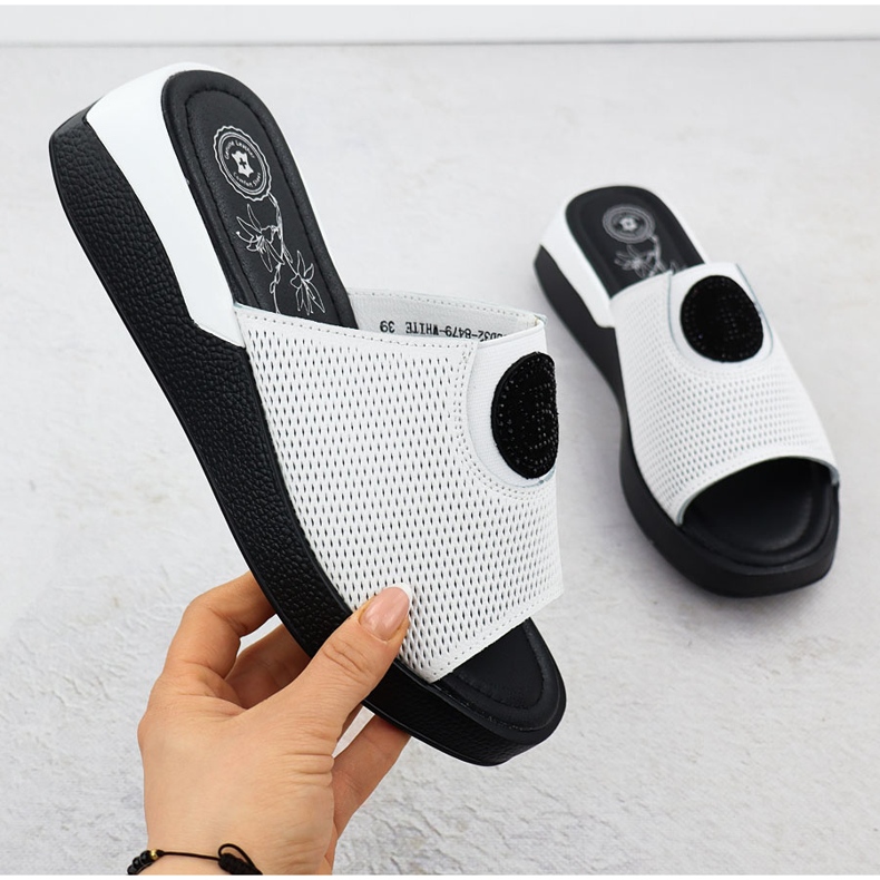 Flip de couro feminino confortável White Jezzi 8479 branco 1