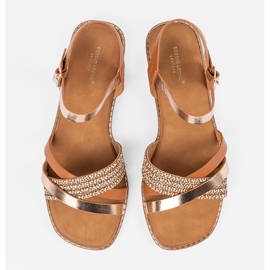 Sandálias femininas marrons em uma sola plana Sergio Leone marrom 1