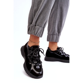 Sapatos esportivos femininos lacados de couro M01/2 Zazoo Black preto 2