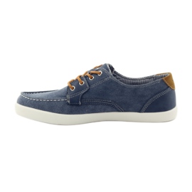 American Club Mocassins masculinos American 205081 com amarração têxtil azul marinho azul 2