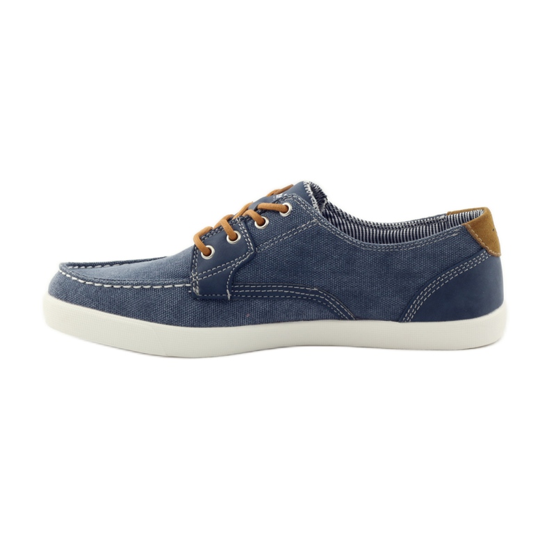 American Club Mocassins masculinos American 205081 com amarração têxtil azul marinho azul 2