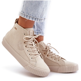 Tênis femininos de veludo isolados Big Star OO274771 Hi-polish Beige System bege 3