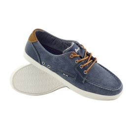 American Club Mocassins masculinos American 205081 com amarração têxtil azul marinho azul 3