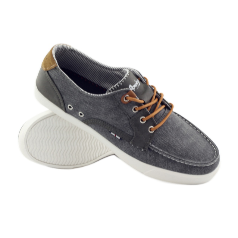American Club Sapatos de mocassim têxtil masculino americano 205081 cinza 3