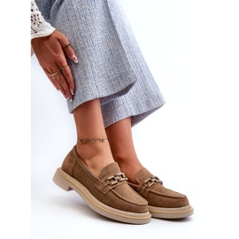 S.Barski Mocassins de camurça de salto plano com um bronze tw101 ou bege 5