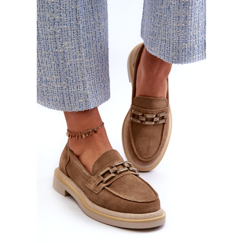 S.Barski Mocassins de camurça de salto plano com um bronze tw101 ou bege 3 S.Barski Mocassins de camurça de salto plano com um bronze tw101 ou bege 3