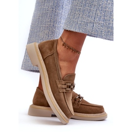 S.Barski Mocassins de camurça de salto plano com um bronze tw101 ou bege 4