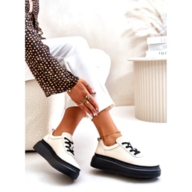 Sapatos esportivos femininos na plataforma bege de couro natural 41470 Vinceza 3