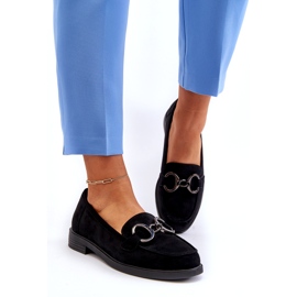 Vinceza Mocassins de camurça feminina com inserção de couro preto de decoração 2