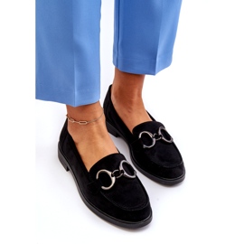 Vinceza Mocassins de camurça feminina com inserção de couro preto de decoração 3