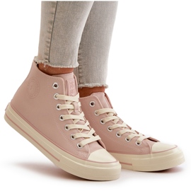 Tênis feminino isolado feito de couro ecológico rosa Big Star OO274933 6