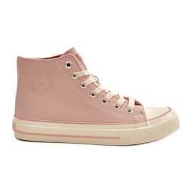 Tênis feminino isolado feito de couro ecológico rosa Big Star OO274933 3