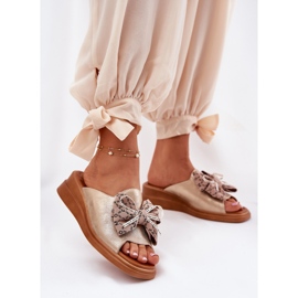 Jezzi Cunhas femininas em cunha com um arco de ouro dourado 2