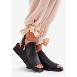 Jezzi Sandálias Pretas Femininas com Cunha preto 1