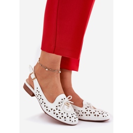 Jezzi Ballerinas OpenWork com um salto branco aberto 1