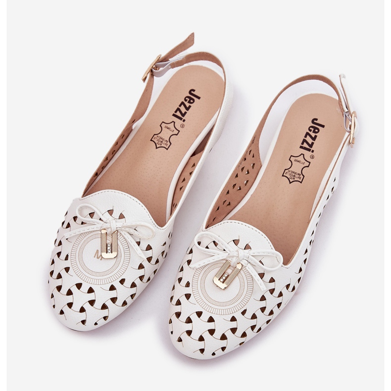 Jezzi Ballerinas OpenWork com um salto branco aberto 2