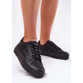 Tênis femininos de couro ECO na plataforma Big Star RR274299 Black preto 2