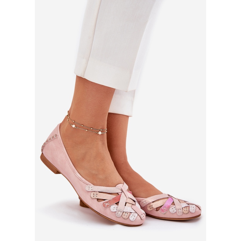 Ballerinas de couro feminino Maciejka 01358-51 Pink rosa 1