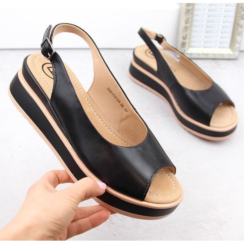 Filippo W PAW533 sandálias plataforma de couro preto 1