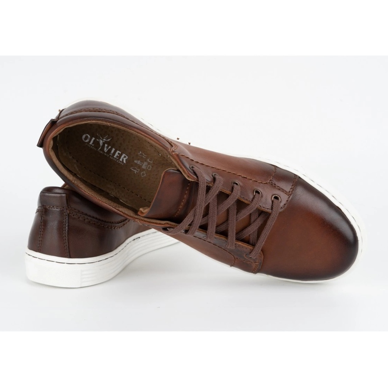 Olivier Sapatos casuais de couro masculino 946MA marrom castanho 3